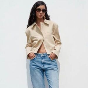 NWT ZARA CROPPED SHIRT STYLE BOMBER JACKET